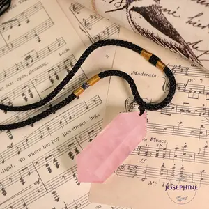Rose Quartz Healing Crystal Pendants - Double Pointed Natural Crystal Quartz Necklace- Pink Stone Jewelry