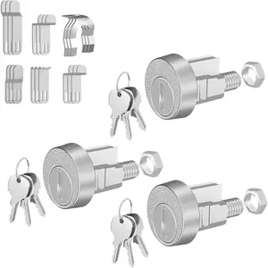 3 Pack Replacement Mailbox Locks C9100, Mailbox Key Lock with 18 Keys & 30 Shaped Locking Tabs, Nickel Finish Replacement Lock for USPS Mailbox