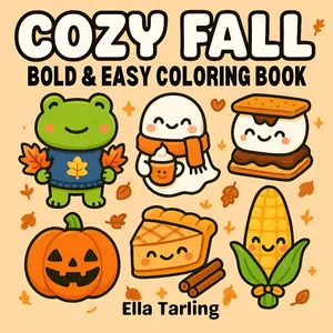 【JUST RELEASED】Cozy Fall – Bold & Easy Coloring Book for Kids & Adults: 40 Cute & Simple Autumn Designs for Relaxation and Fun