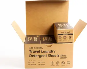 Travel Detergent, laundry sheets detergent  - 150 Sheets - Clear Plastic-Free  Liquid Less Washing Sheets for Home Dorm Travel Camping