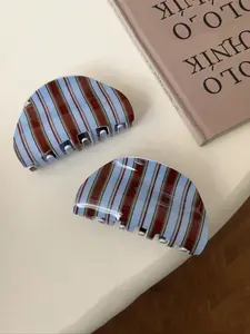 Blue Coffee Striped Hair Claw Clip, Vintage Style Hair Accessory for Girls, All Season Casual Headband, All Seasons Hair Clip, Super Cute Clips, 1 Piece