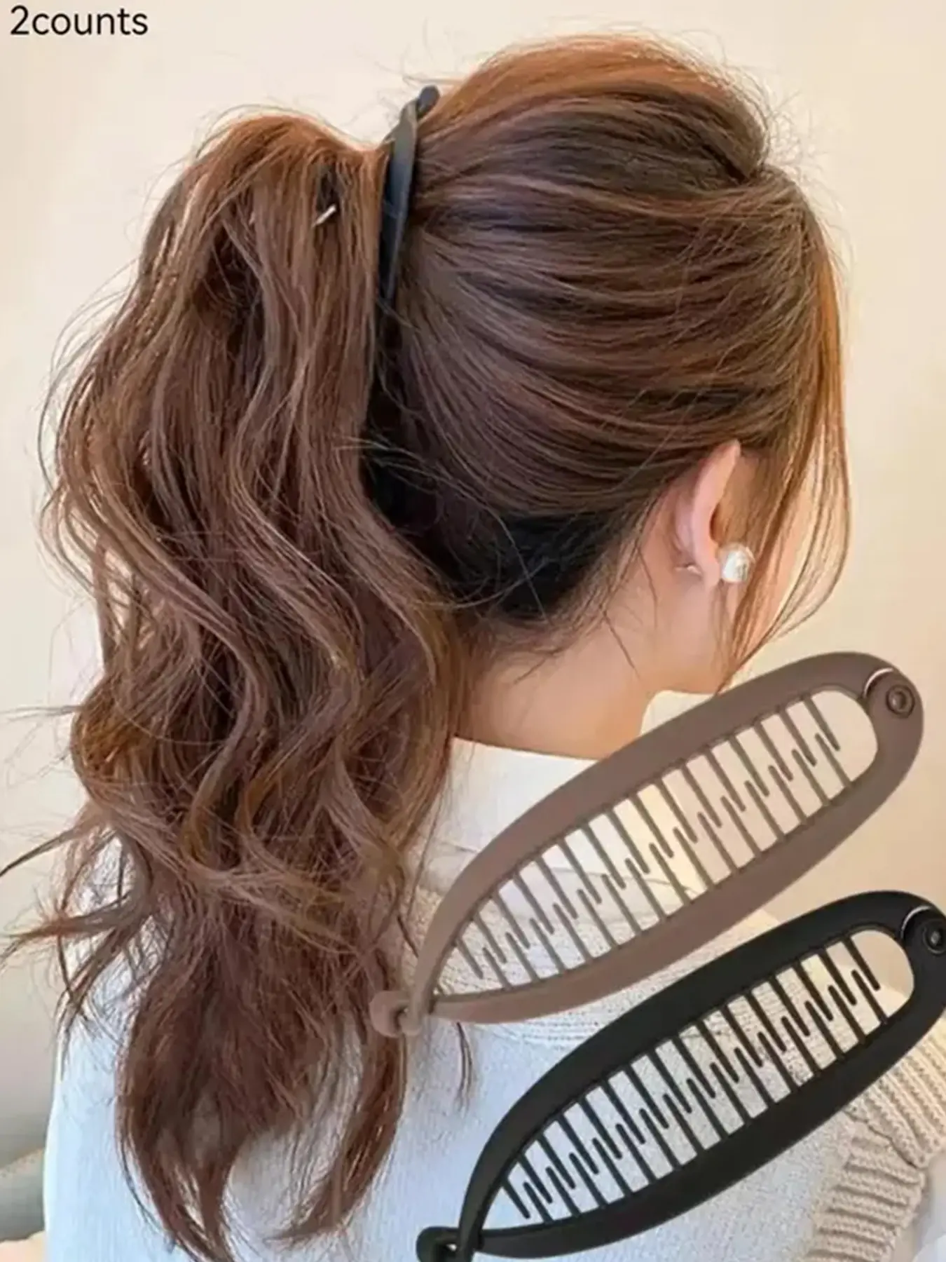 2pcs fish-shaped design banana hair clips, simple and casual hair accessories for women and girls, minimalist aesthetic headwear suitable for thick hair Unique Design