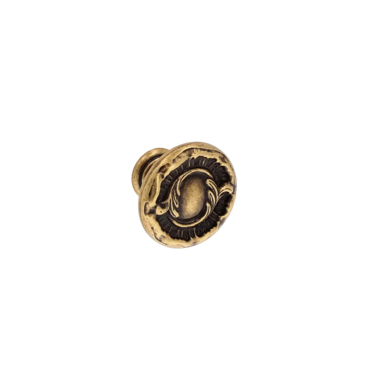 Round Cabinet Knob – Victorian Antique Brass with Vintage Patina