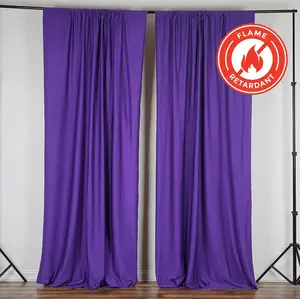 2 Pack 5ftx10ft Purple Scuba Polyester Backdrop Drape Curtains, Durable Flame Resistant Event Divider Panels Wrinkle Free With Rod Pockets