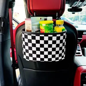 Car Seat Back Storage Bag, Checkerboard Pattern Car Seat Back Organizer, Car Interior Accessories for Car Stowing & Tidying, Boujee Car Accessories