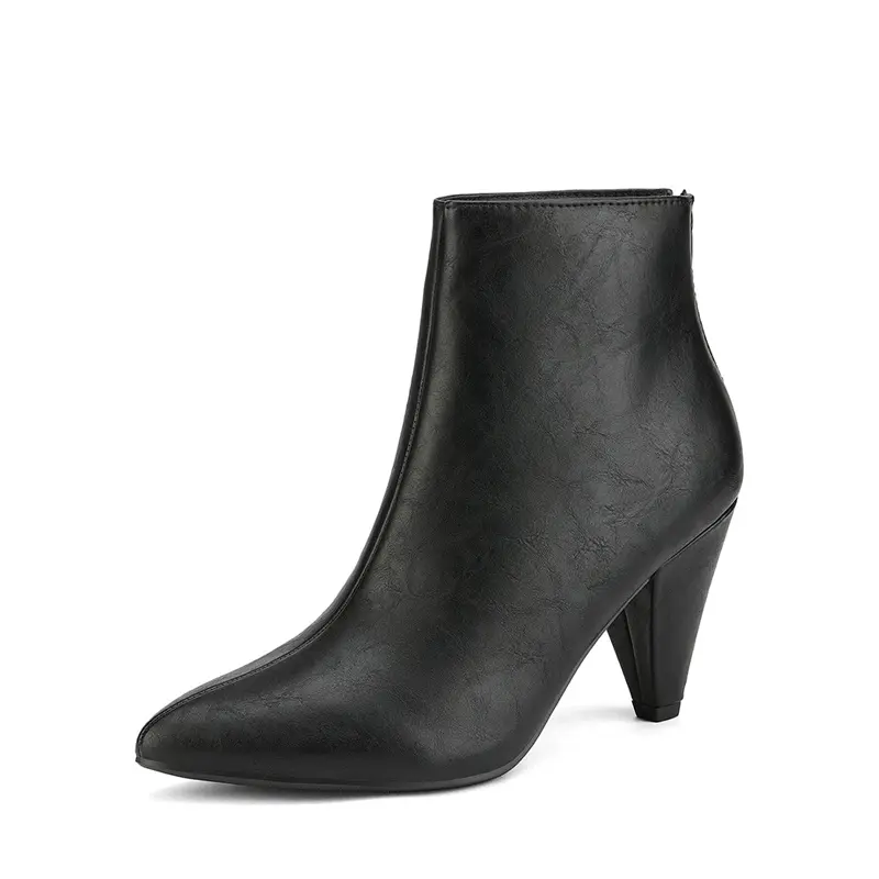 Dream Pairs Women's Pointed Toe High Heel Ankle Boots with Back Zip, Faux Leather & Suede Upper, Soft Fabric Lining for All Seasons, Tpr Out-Soles, Comfortable Footwear, Affordable Fashion, Alternative Style, Walking Shoes