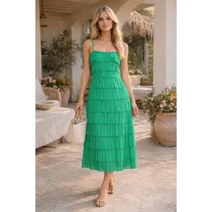 Whispering Pleats Chiffon Dress