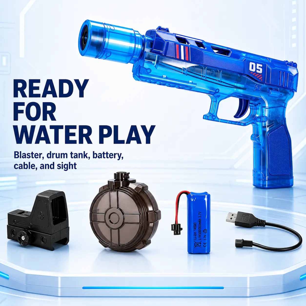 Automatic Squirt Watergun for Kids & Adults - Electric Outdoor Water Soaker, 26-32 FT Range, 800ml Large Tank, Splash-Resistant Design, Summer Backyard Pool Beach Toy