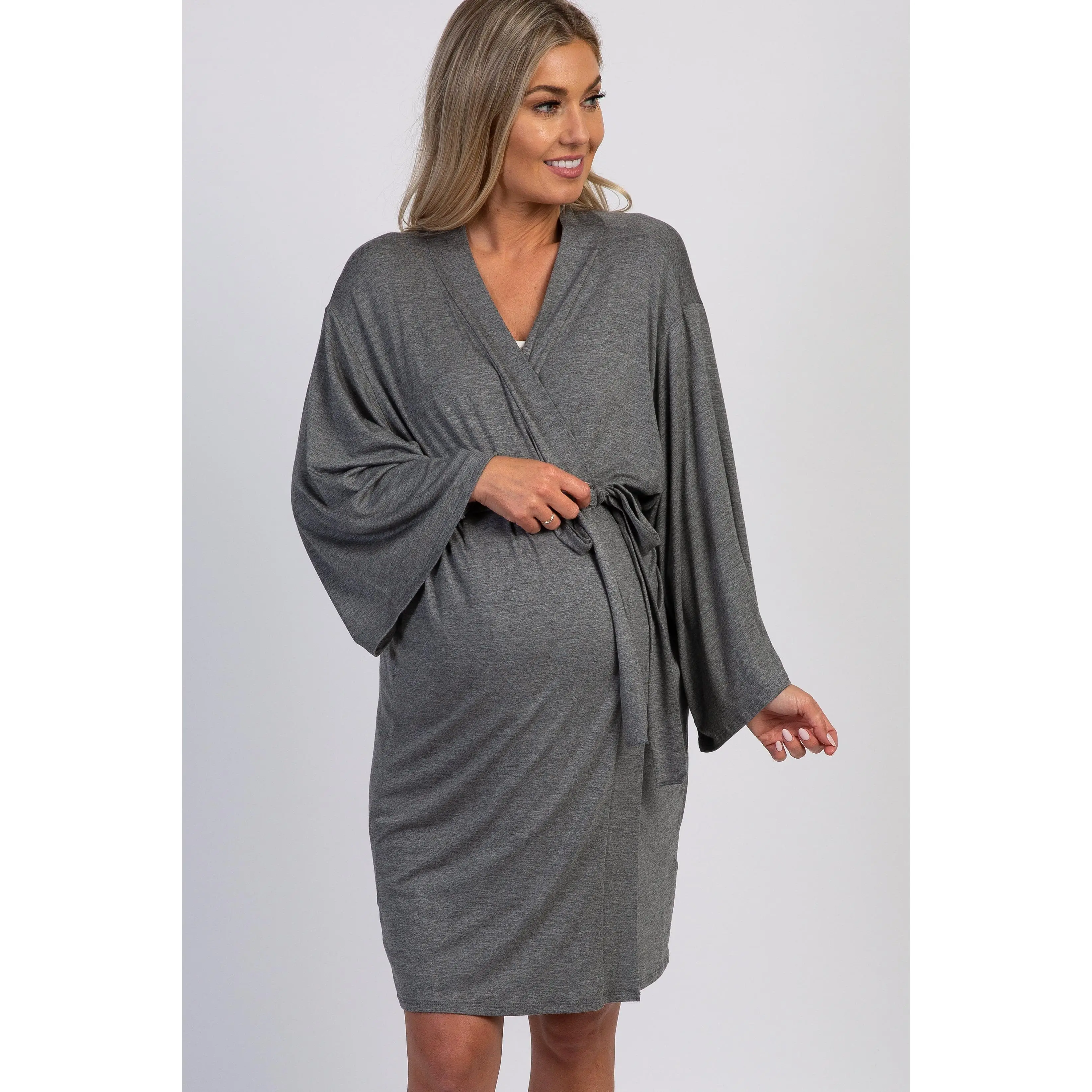 PinkBlush Charcoal Delivery/Nursing Maternity Robe