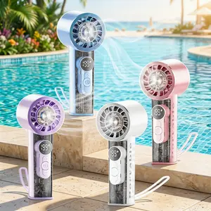 Portable Mini USB Rechargeable Turbine Fan for Office Desk Outdoor Use Handheld with Digital Display
