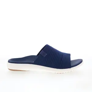 Spenco Astoria Slide SP1016PBL Womens Blue Canvas Slides Sandals Shoes