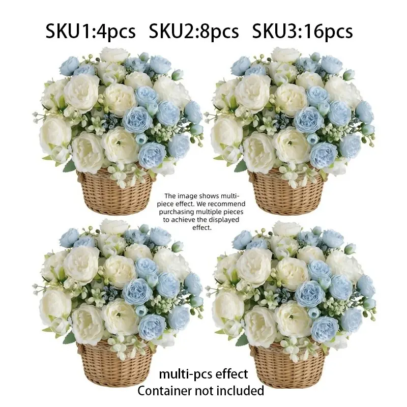 Simulated peony bouquet artificial flowers, Flower arrangement, indoor and outdoor weddings, parties, home decoration, Floral Decoration, Artificial Flower Decorations - Easter, Valentine's Day, Mother's Day center decoration, spring decoration peonies