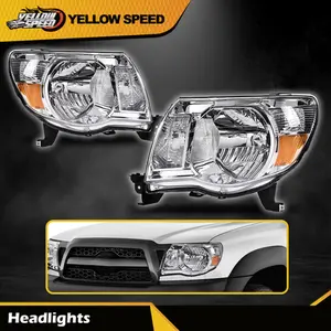 Headlights Assembly Fit For 2005-2011 Toyota Tacoma Chrome Amber Corner HeadLamp