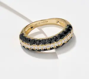 Diamonique Pave Colorblocked Band Ring, Sterling Silver