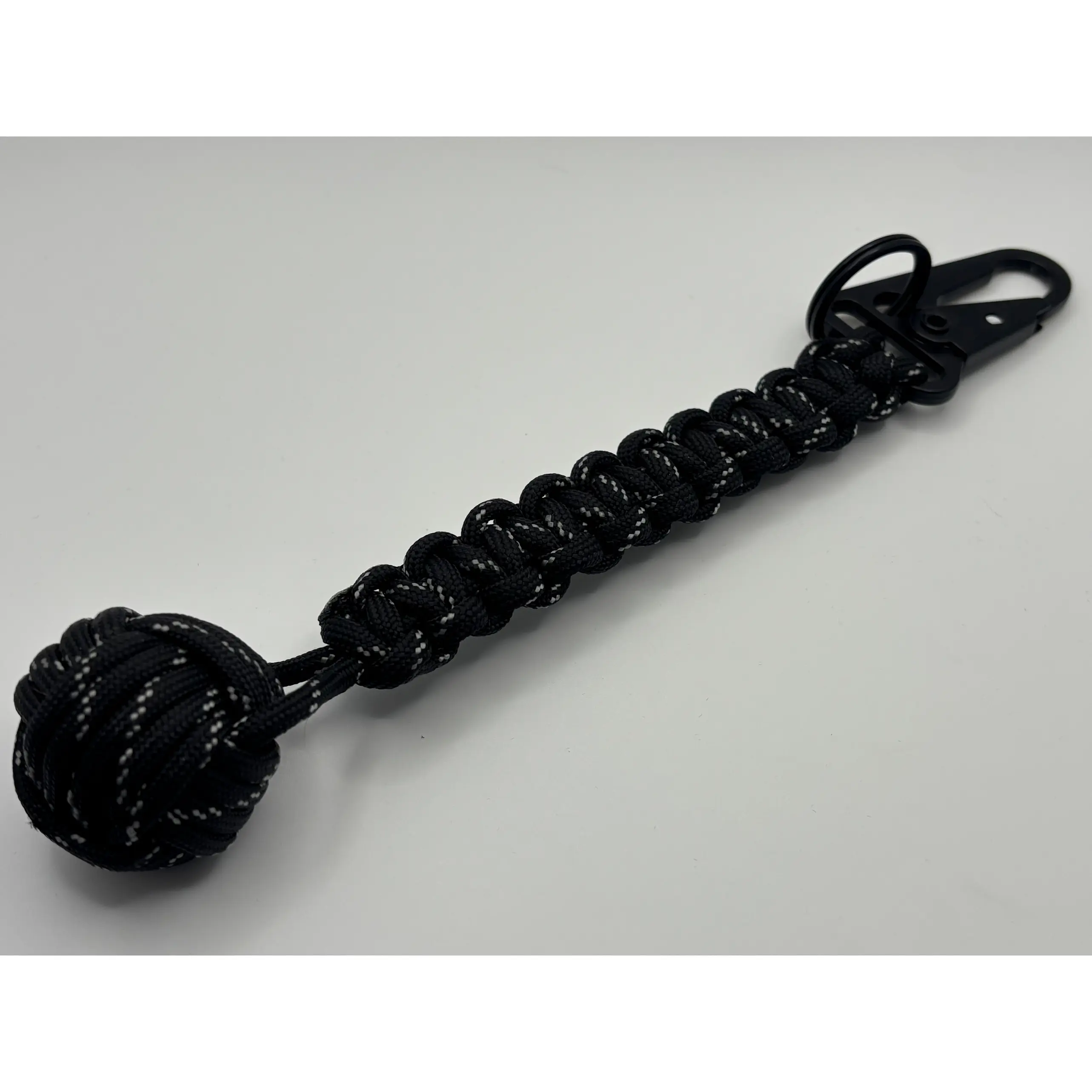 Handmade Monkey Fist Paracord Keychain (Black) Emergency Tool Handmade Monkey Fist Paracord Keychain (Black) Emergency Tool