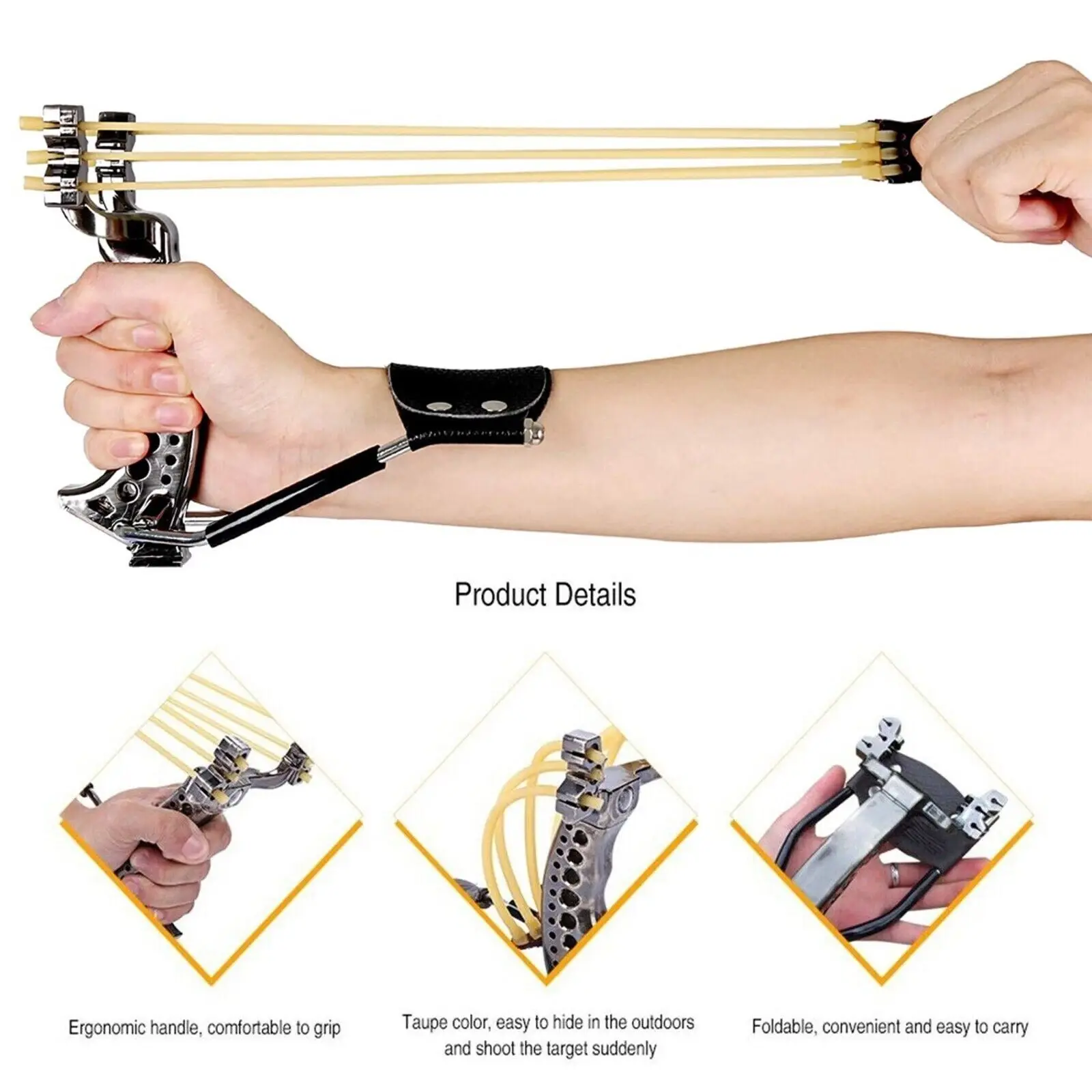 Heavy Duty Hunting Slingshot Wrist West Kit Fit Adult Boys Teens Outdoor Sports 300x Metal Ammo Included