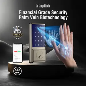 Le Loup Fidele Palm Vein Biotechnology 6-in-1 Fingerprint Card Convenient Door Lock For All Ages Under All Conditions Digital APP Deadbolt Locks Smart Locking With Key for House Family Office Hotel Doors Use