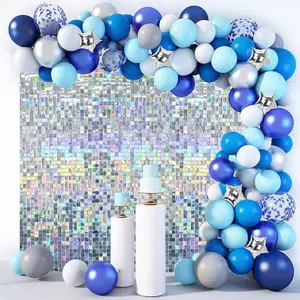 Iridescent Silver Shimmer Wall Backdrop,Shiny Sequins,36pcs|49pcs Sequins Backdrop Decoration Panels,Photo Background Decorations for Birthday Party Wedding Anniversary Graduation Baby Shower