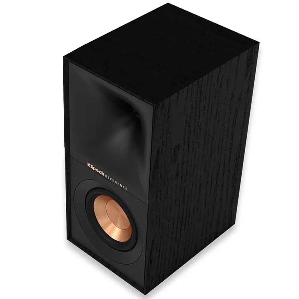 Klipsch Reference Next-Generation R-40M Aesthetic Horn-Loaded Bookshelf Bass Speakers (2), Magnetic, Scratch-Resistant MDF Cabinet, 4 Spun-Copper Woofers, for Home Cinema, Music Setup, Spotify Bedroom & Watch Party Top-Tier Sound (Black)
