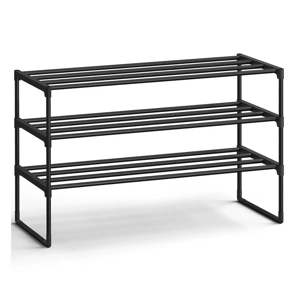 SONGMICS Vertical Shoe Rack - 3-Tier Metal Storage Shelf, Upright or Upside Down, Stackable Home Accessory for 16-20 Pairs, Furniture for Entryway Storage Organization, 11.8x36.2x21.7 In