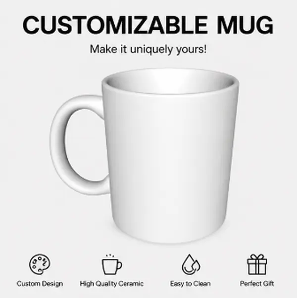 Personalized Ceramic Coffee Mug - Custom Name/Photo Cup, Premium Quality, Microwave-Safe, Dishwasher-Washable, Large Capacity, Comfortable Grip, Game Day Drinkware, Unique Gift for Soccer Fans, Home Office Essential
