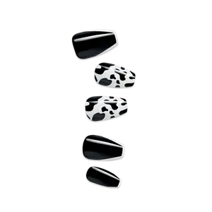 Impress Design No Glue Fake Press On Nails - Like A Star | Design, Black, Medium, Coffin, Manicure