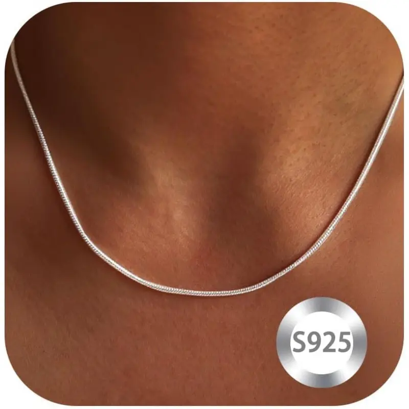 Women's 925 Sterling Silver Classic Snake Chain Fashion Necklace - 16-24 in Multi-Size, Silver Colorway Necklaces, Elegant Daily Wear Jewelry, Gift Choice