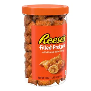 Reese's Filled Pretzels, Peanut Butter Pretzel Nuggets, Crunchy, Ready to Eat, Sweet and Salty Snack, 18oz Jar