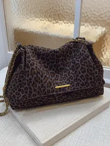 Trendy Fashion Large Capacity Leopard Print Tote Bag, Single Shoulder Crossbody, Crossbody Chain Bag, Perfect for Daily Use, Dates, Dinners