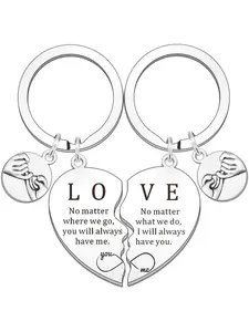 Couple Keychain, Heart Shaped Stainless Steel Keychain for Men Boyfriend Husband, Fashion Accessories for Daily Use, Trendy All-match & Exquisite Cute Charms Keychain for Birthday Gift, Valentine's Day, Stylish Keychain, Keychain Jewelry
