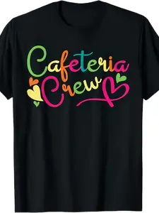 T-Shirt for Cafeteria Staff| Back to School Lunch Lady Team Gifts with Trendy Design, Comfortable, Round Neck, Short Sleeves for Both Men and Women, Vintage Style, Crew Neck, Slight Stretch Fabric, Regular Fit