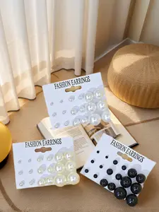 18pcs Faux Pearl Earrings, Ear Studs, Ear Piercing, Three Color Options, Versatile Classic Women's Jewelry, Perfect for Daily Wear