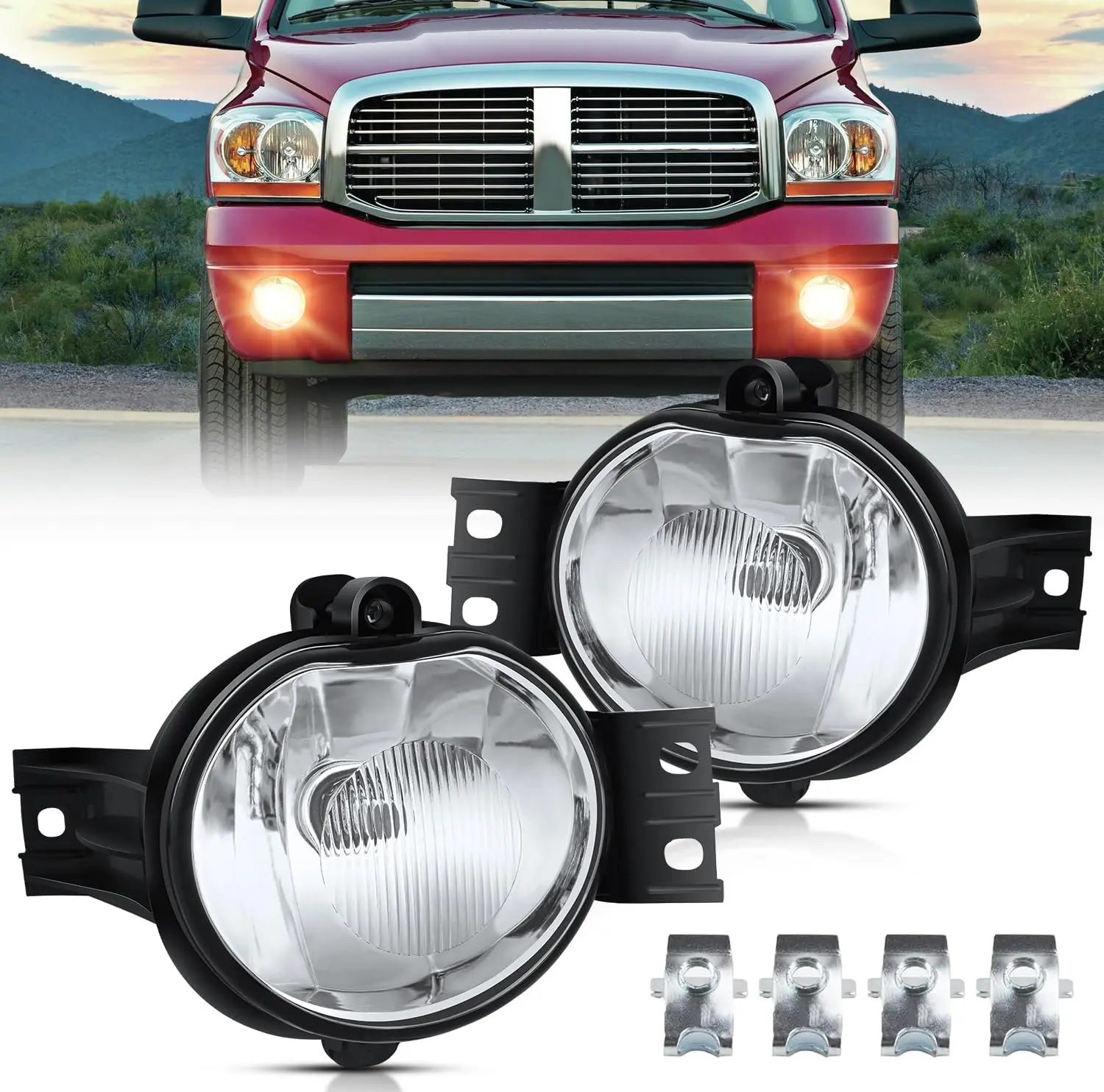 Nilight Fog Lights Assembly Compatible with 2002 2003 2004 2005 2006 2007 2008 Dodge Ram 1500 2003-2009 RAM 2500 3500 2004 Durango 2nd Generation 2005 2006 w/9006 55W bulbs, Weatherproof, Ram Trucks