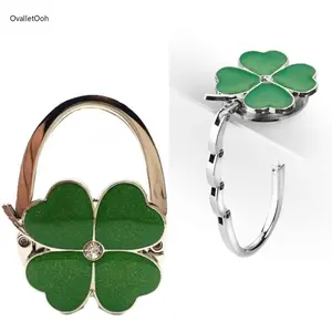 Clover Foldable Purse Hook for Table, Portable Handbag Hanger & Bag Organizer, Keeps Bags Clean & Secure for Daily & Travel Use
