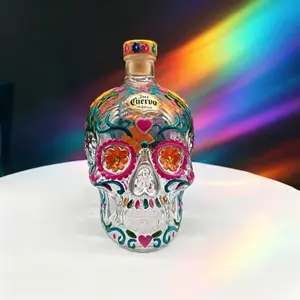 Handmade High Borosilicate Glass Skull Bottle, Creative Whiskey Brandy Xo Tequila Dispenser, Fun Bar Decor, 1pc 2026 New Design