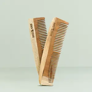 Handmade Neem Wood Comb Detangling Brush Hair Straightening Brush