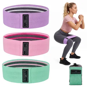 6-Pack Non-Slip Fabric Exercise Loop Bands Multi-Level Strength Training Bands for Workout Yoga Pilates Home Fitness in Purple Pink Green Grey Pink Black Leopard Print Gradient Styles