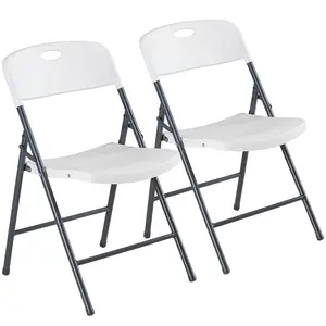 Folding Chairs Heavy Duty, Ergonomic Plastic Stackable Dining Chairs with 330 LB Capacity, Portable Seating for Home Office Conference Wedding Party Patio Garden Indoor Outdoor，White