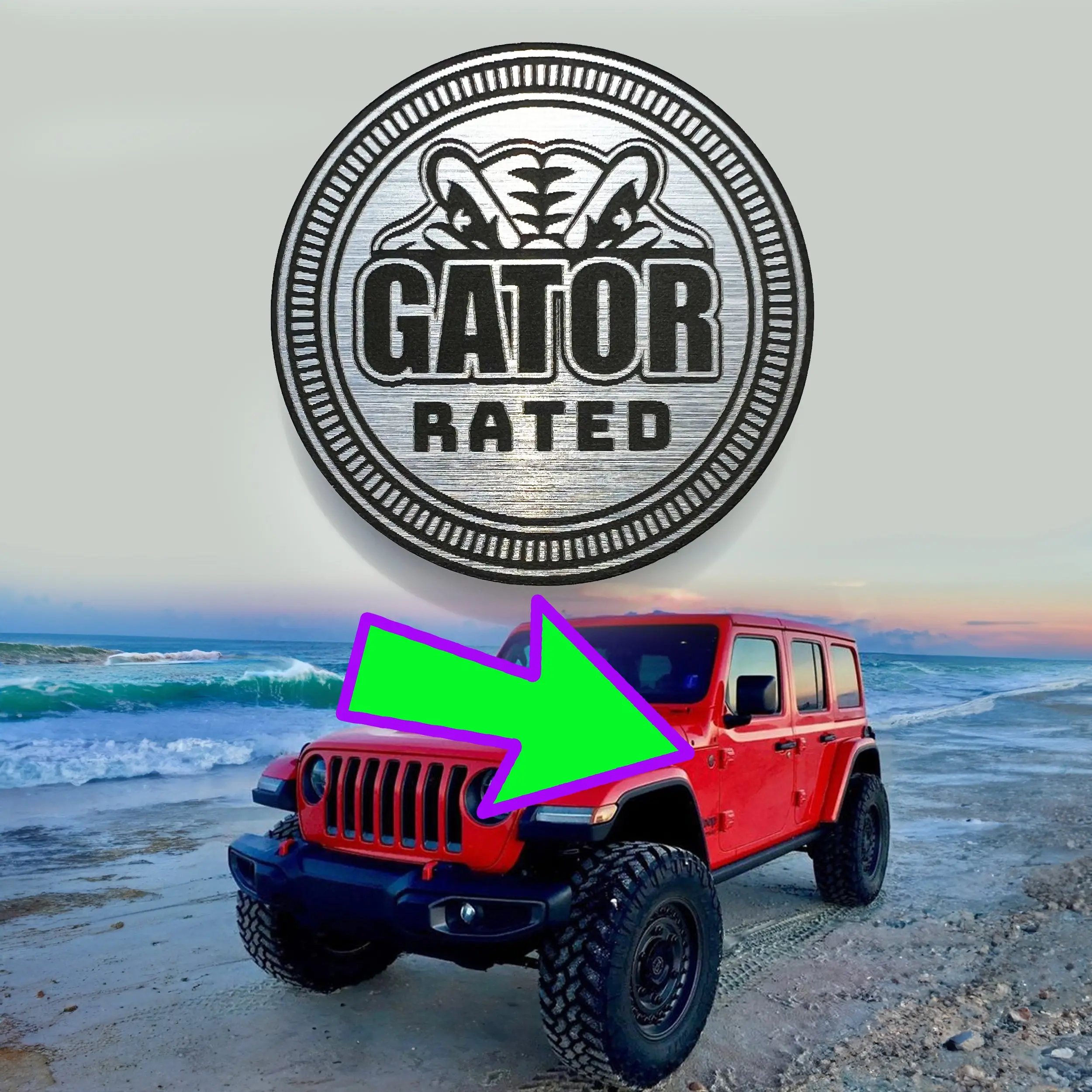 One (1) GATOR RATED Fender Badge fits JEEP Gladiator Wrangler emblem