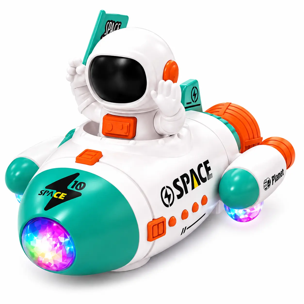 Unisex Kids Wingtop Rocket Toy - LED Lights, Fun Sounds & Music, 360° Rotating Astronaut Spaceship with Moving Action, Learning Interactive ABS Space Exploration Fun Gift for Toddlers, Space Adventure Lights & Music, Light Effects