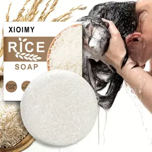 Natural Rice Hair Soap, 60g Anti-Dandruff Scalp Cleanser & Moisturizer, Gentle Hydration for Dry Split Ends, Daily Use