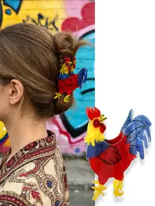 Women's Creative Design Animal Colorful Rooster Hair Clip, Suitable for Ponytail Updo, Secure Fixed Hairstyle, Daily Use, Party Style Decoration