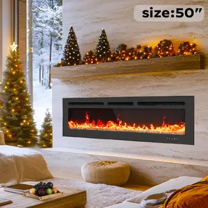 Silonn Electric Fireplace Heater with App & Remote Control, 5300 BTU Heat Output, Ultra-Slim Wall-Mounted or Recessed Electric Fireplace Inserts with Timer, 20 Flame Colors#TikTokShopBlackFriday