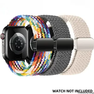 Magnetic Braided Solo Loop, Stretchy Nylon Watch Band for Series and Ultra, Fits 41–49mm, Flexible Breathable Secure Lightweight for Daily Casual Wear