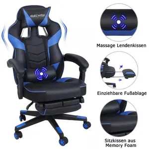 ELECWISH Gaming Chair Massage Swivel Office Chair Computer Seat with Footrest
