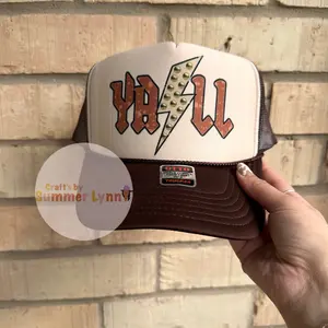 Yall trucker hat tan on brown