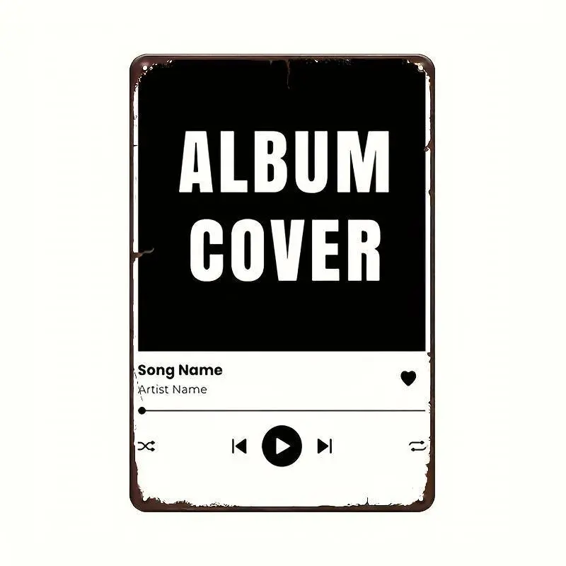 Customizable 2D Song Rectangle Aluminium Metal Wall Plaque - Decorative Signs, Personalized Print for Photo/Album Cover/Music App Artwork, Couple Gift for Bedroom Decor & Room Inspo Home Wall Decor