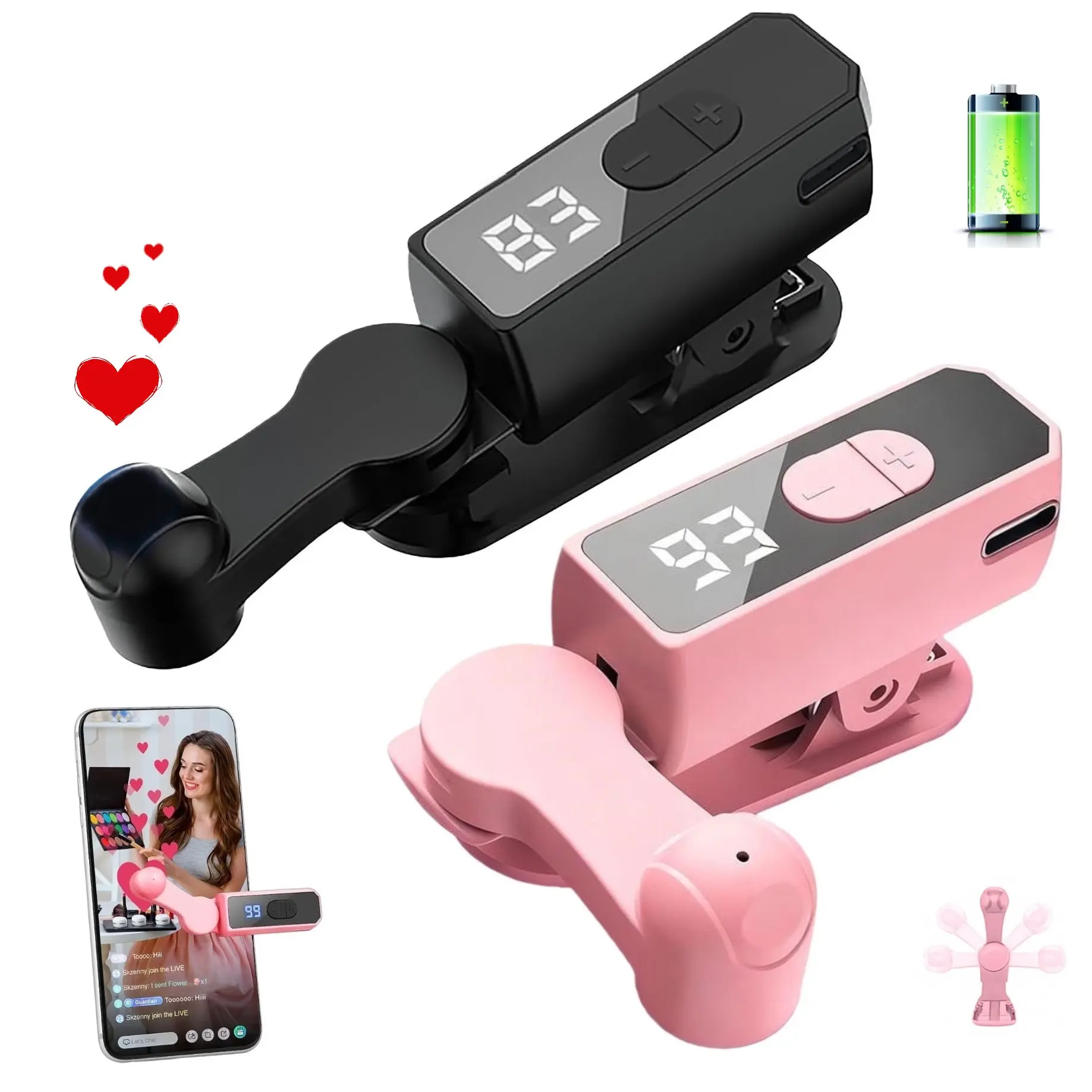 Rechargeable Wireless Silicone Smart Auto Clicker Button - Mobile Accessory with 107 Adjustable Speeds, Instant Auto Touch Tapper for iPhone, iPad, Android, TikTok Live Stream Likes, Accessories