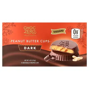 ChocZero Peanut Butter Cups, Dark, 8 Individual Wrapped Cups, 4 oz (113 g)
