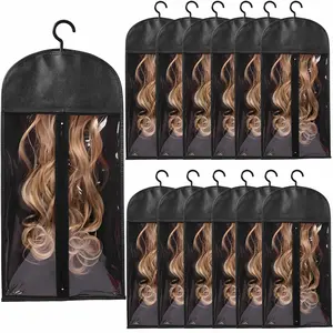 Twicebeauty 12Pcs Long Wig Storage Bags with Hanger Dust-Proof Hair Extension Wig Storage for Multiple Wigs for Home Travel Closet Wigs & Accessories